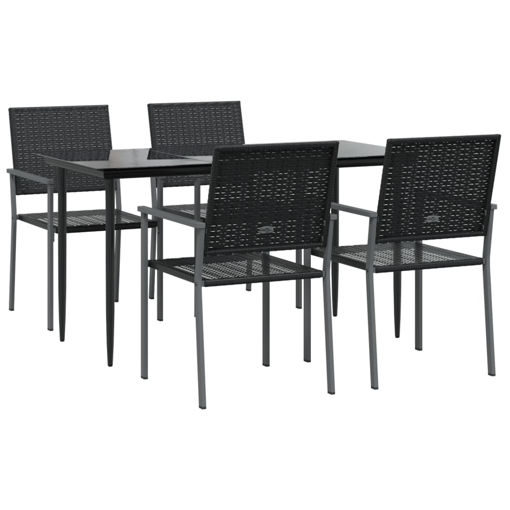 5-tlg. Garten-Essgruppe Poly Rattan und Stahl