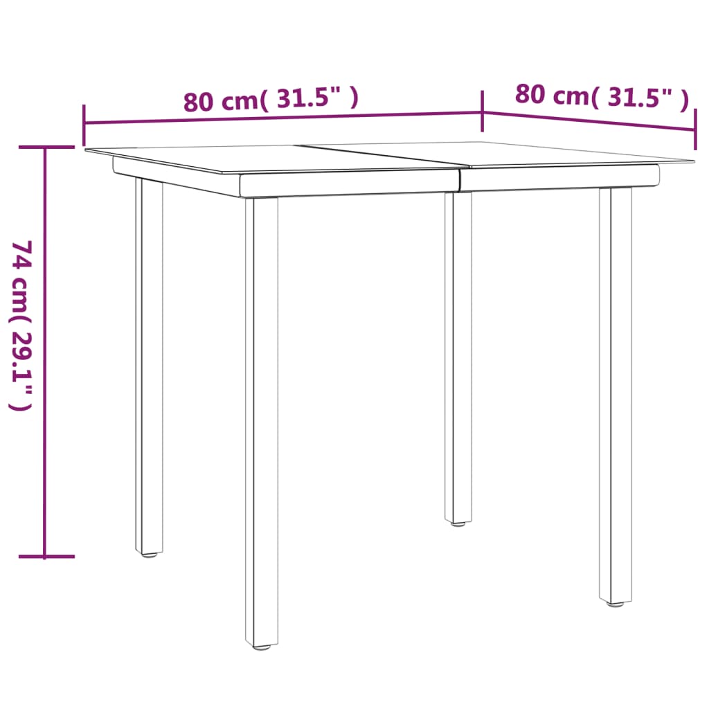 3-tlg. Garten-Essgruppe mit Kissen Poly Rattan und Stahl