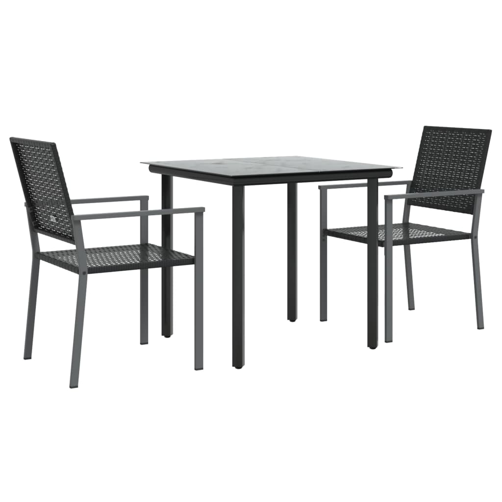 3-tlg. Garten-Essgruppe Poly Rattan und Stahl
