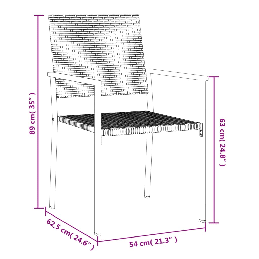 3-tlg. Garten-Essgruppe Poly Rattan und Stahl