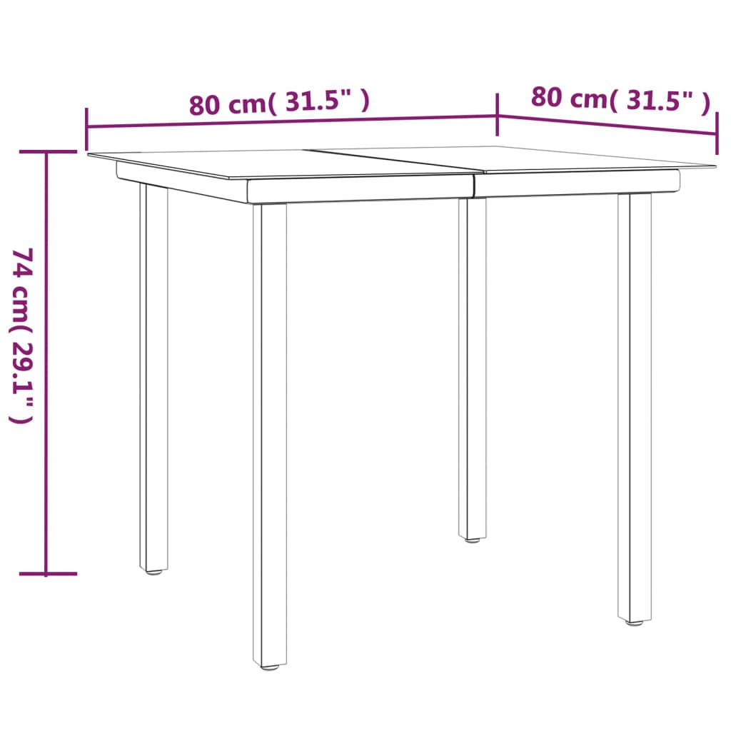 3-tlg. Garten-Essgruppe Poly Rattan und Stahl
