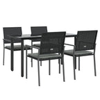 5-tlg. Garten-Essgruppe mit Kissen Poly Rattan und Stahl