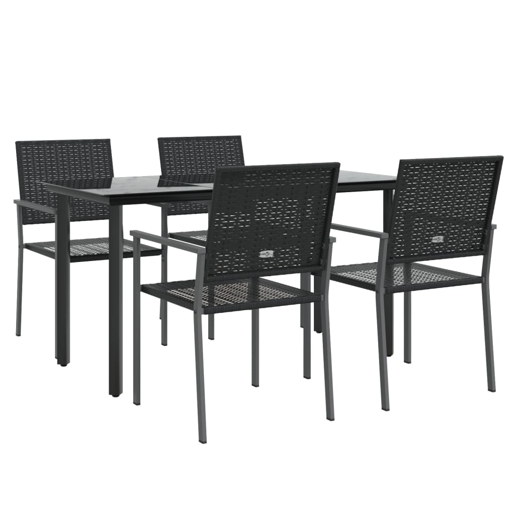 5-tlg. Garten-Essgruppe Poly Rattan und Stahl