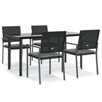 5-tlg. Garten-Essgruppe mit Kissen Poly Rattan und Stahl
