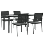 5-tlg. Garten-Essgruppe mit Kissen Poly Rattan und Stahl