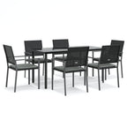 7-tlg. Garten-Essgruppe mit Kissen Poly Rattan und Stahl