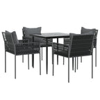 5-tlg. Garten-Essgruppe mit Kissen Poly Rattan und Stahl