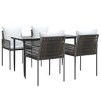 5-tlg. Garten-Essgruppe mit Kissen Poly Rattan und Stahl