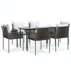 7-tlg. Garten-Essgruppe mit Kissen Poly Rattan und Stahl