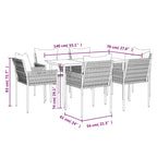 7-tlg. Garten-Essgruppe mit Kissen Poly Rattan und Stahl
