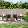 7-tlg. Garten-Essgruppe mit Kissen Poly Rattan und Stahl