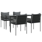 5-tlg. Garten-Essgruppe mit Kissen Poly Rattan und Stahl