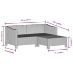 5-tlg. Garten-Lounge-Set mit Kissen Grau Poly Rattan