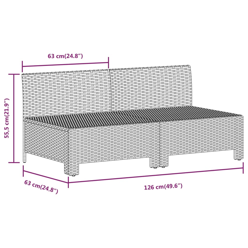 6-tlg. Garten-Lounge-Set mit Kissen Grau Poly Rattan