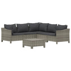 6-tlg. Garten-Lounge-Set mit Kissen Grau Poly Rattan