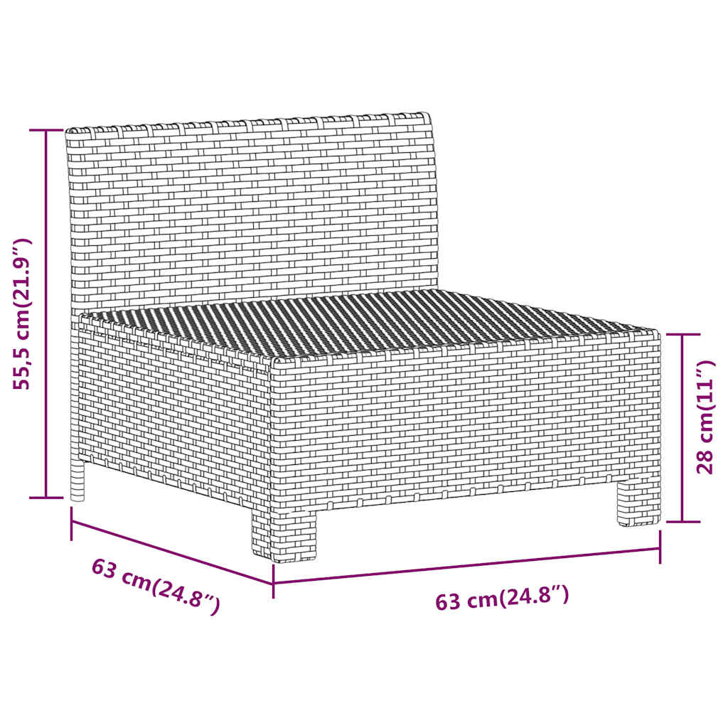 5-tlg. Garten-Lounge-Set mit Kissen Grau Poly Rattan