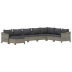 8-tlg. Garten-Lounge-Set mit Kissen Grau Poly Rattan
