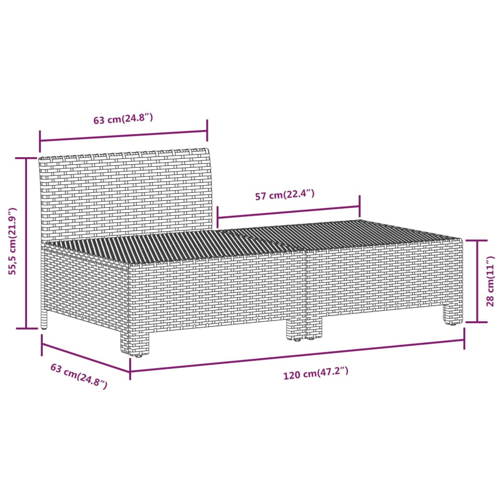 10-tlg. Garten-Lounge-Set mit Kissen Grau Poly Rattan