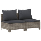 10-tlg. Garten-Lounge-Set mit Kissen Grau Poly Rattan