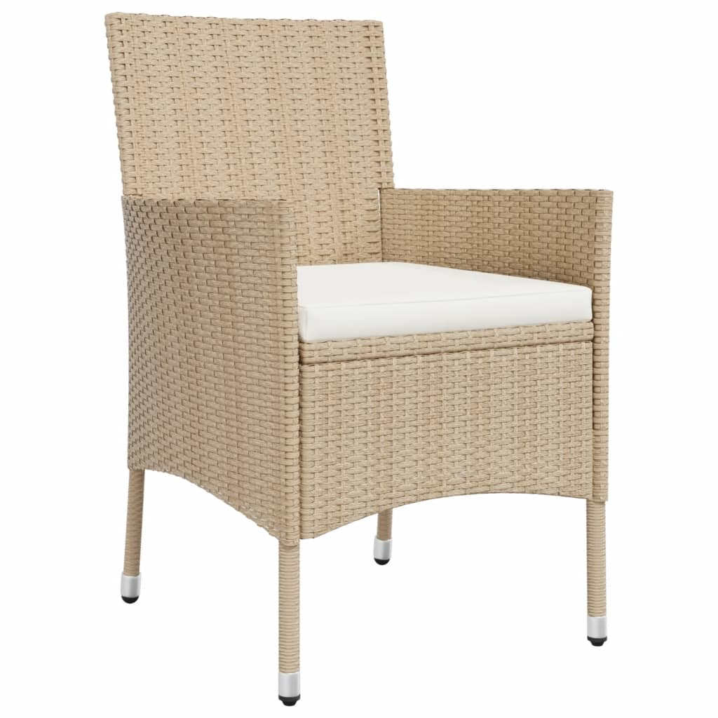 9-tlg. Garten-Essgruppe mit Kissen Beige Poly Rattan