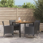 5-tlg. Garten-Essgruppe mit Kissen Schwarz Poly Rattan