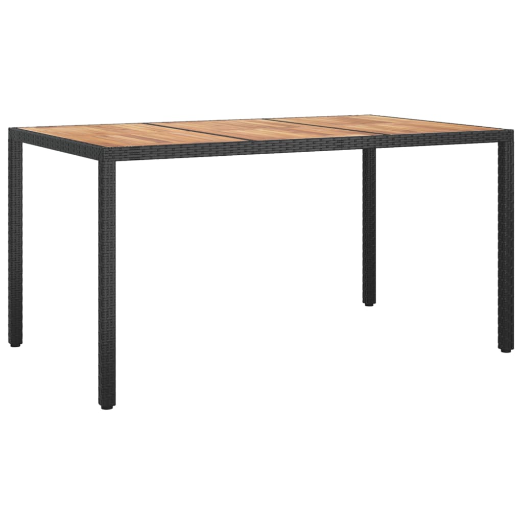 5-tlg. Garten-Essgruppe mit Kissen Schwarz Poly Rattan
