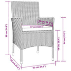 3-tlg. Garten-Essgruppe mit Kissen Grau Poly Rattan