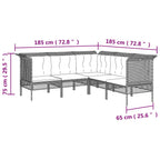 13-tlg. Garten-Lounge-Set mit Kissen Grau Poly Rattan