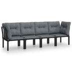 4-tlg. Garten-Lounge-Set Schwarz und Grau Poly Rattan