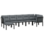 7-tlg. Garten-Lounge-Set Schwarz und Grau Poly Rattan
