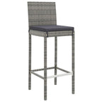 11-tlg. Gartenbar-Set mit Kissen Grau Poly Rattan