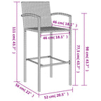 9-tlg. Gartenbar-Set Grau Poly Rattan