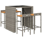 5-tlg. Gartenbar-Set Grau Poly Rattan & Massivholz Akazie