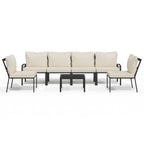 7-tlg. Garten-Lounge-Set mit Sandfarbigen Kissen Stahl