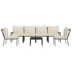 7-tlg. Garten-Lounge-Set mit Sandfarbigen Kissen Stahl