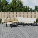 9-tlg. Garten-Lounge-Set mit Sandfarbigen Kissen Stahl