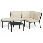 5-tlg. Garten-Lounge-Set mit Sandfarbigen Kissen Stahl