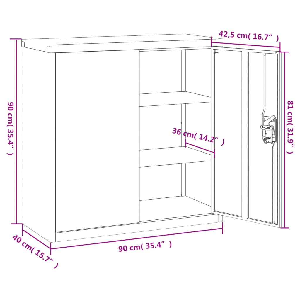 Aktenschrank Anthrazit 90x40x90 cm Stahl