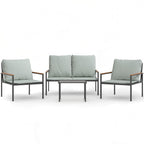 4-tlg. Garten-Lounge-Set mit Kissen Anthrazit Stahl
