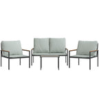 4-tlg. Garten-Lounge-Set mit Kissen Anthrazit Stahl