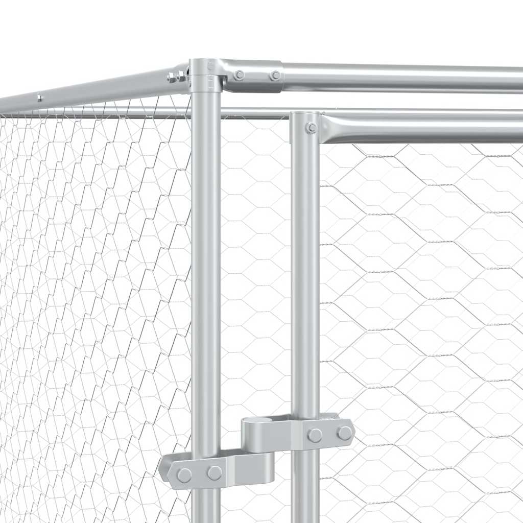 Outdoor-Hundezwinger Silbern 2x2x2 m Verzinkter Stahl