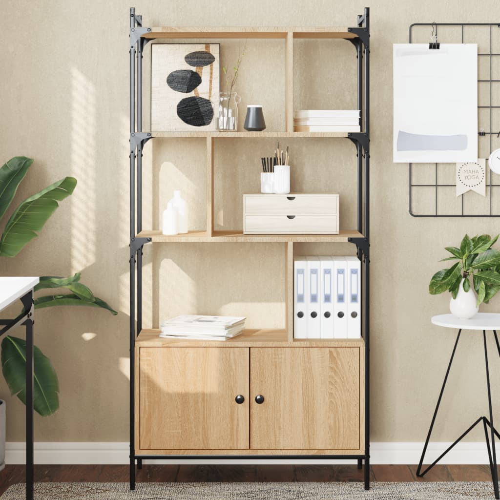 Bücherregal mit Türen Sonoma-Eiche 76,5 x 30 x 154,5 cm Holzwerkstoff