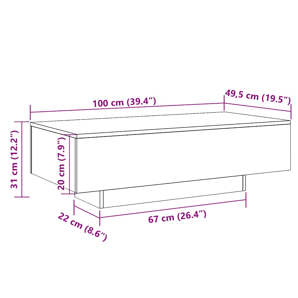 Couchtisch Räuchereiche 100x49,5x31 cm Holzwerkstoff