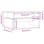 Couchtisch Grau Sonoma 90x55x42,5 cm Holzwerkstoff