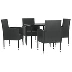 5-tlg. Garten-Essgruppe Schwarz Poly Rattan und Stahl