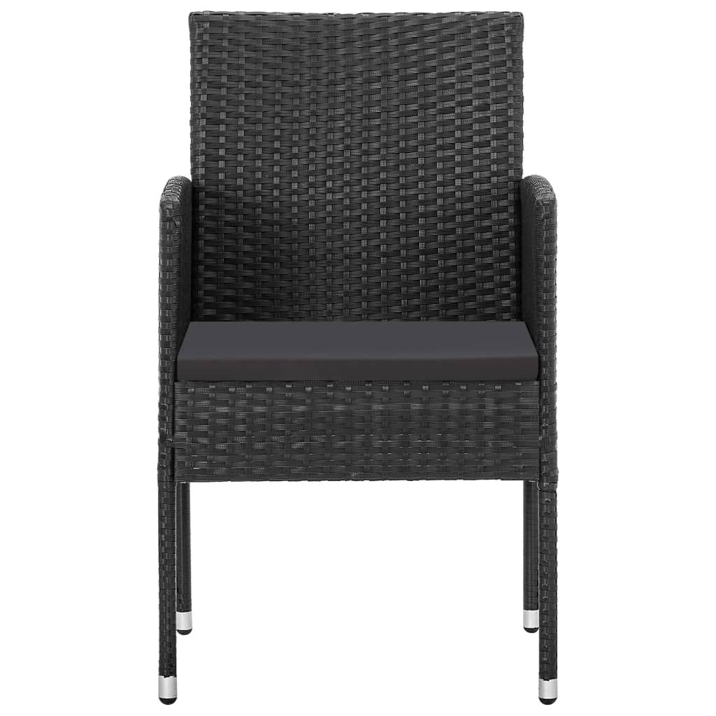 9-tlg. Garten-Essgruppe Schwarz Poly Rattan und Stahl