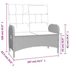 4-tlg. Garten-Essgruppe mit Kissen Grau Poly Rattan
