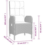 4-tlg. Garten-Essgruppe mit Kissen Grau Poly Rattan