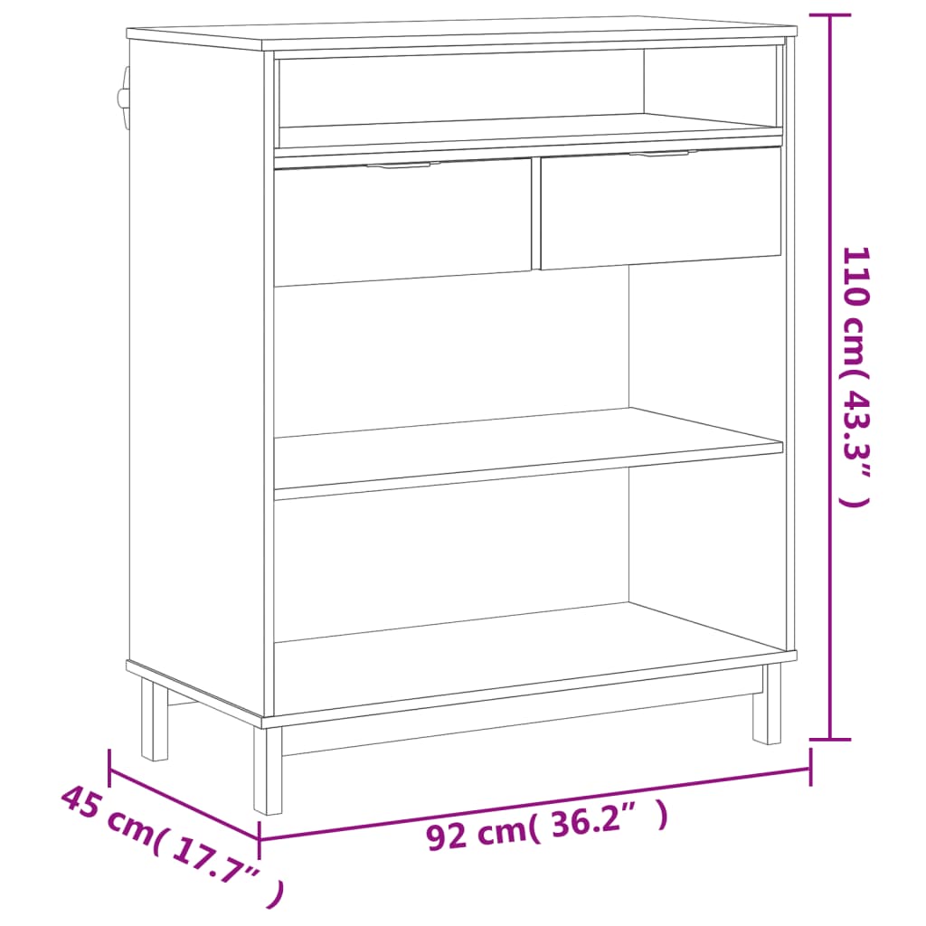 Bartisch FLAM 92x45x110 cm Massivholz Kiefer