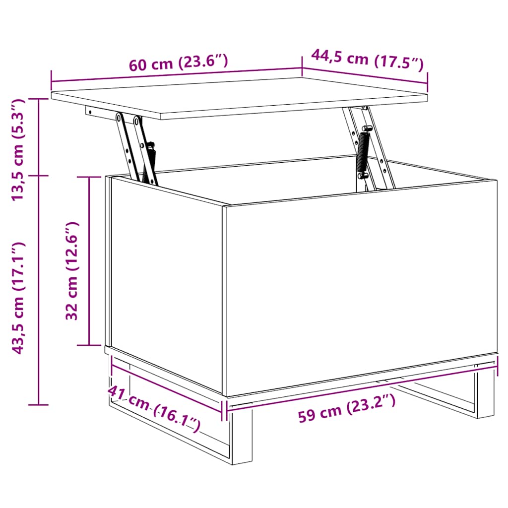 Couchtisch Braun Eichen-Optik 60x44,5x45 cm Holzwerkstoff